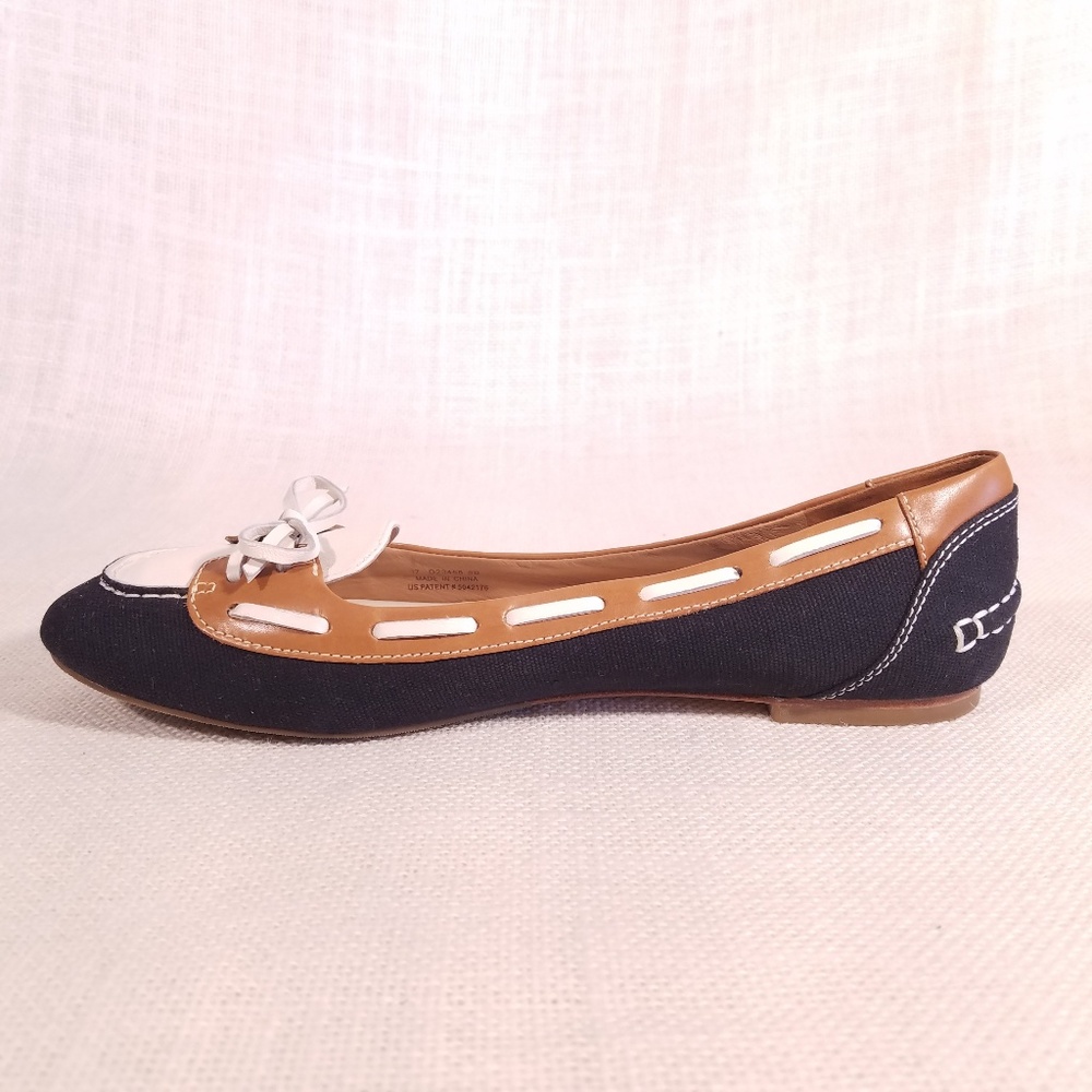 Cole Haan Navy Canvas Boat Shoe Ballet Flats - Picture 2 of 8